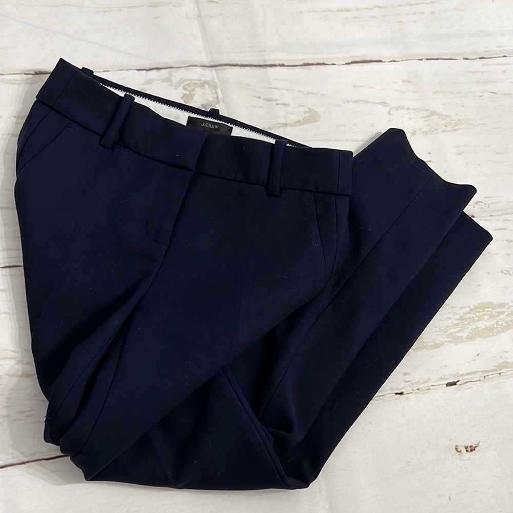 J.Crew 00 Navy Cameron slim crop pant in Navy Polyester/Viscose - Picture 7 of 8